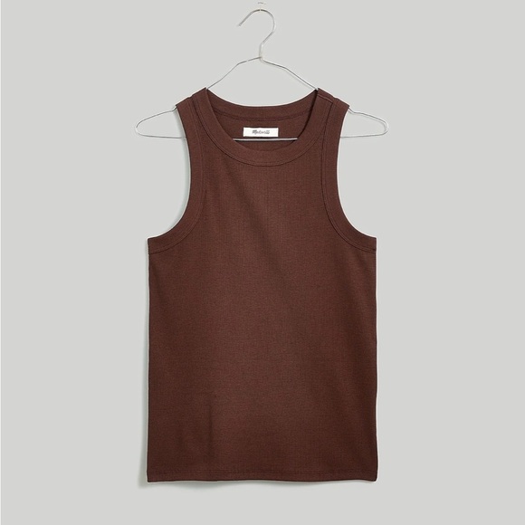 Madewell Supima Brightside Rib Cutaway Tank NWT in Dark Coffee - Picture 4 of 12